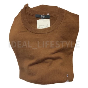 UNIQLO Merino Crew Neck Sweater S-3XL Long-Sleeve 100% Wool Women 478330 NWT - Picture 1 of 33
