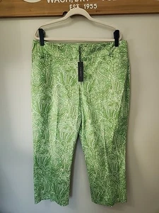 NWT Talbots Pants Womens 16 Green Curvy Tapered Crop Capri Stretch Cotton Blend - Picture 1 of 16