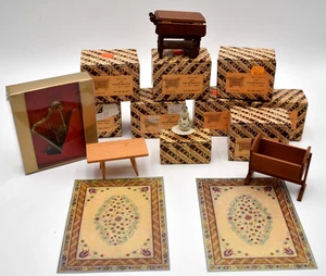 Puppenhaus Miniatur Holz Getränkewagen, Wiege, Couchtisch Messing Harfe, Brunnen - Bild 1 von 15