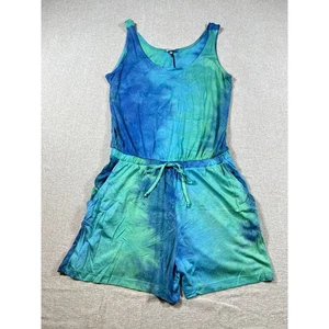 NWT Lascana Women’s 42 Blue Tie Dye Sleeveless Tank Romper Beachwear Jumpsuit - Picture 1 of 10