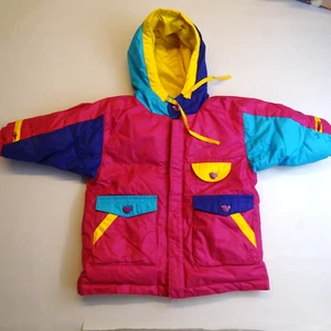 Brambilla France Puffer Down Jacket With Hood Colorblock Kids Girls Size 9/12 - Picture 1 of 12