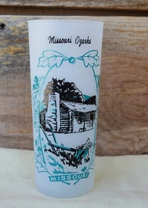 VTG 15oz Frosted Tumbler Drinking Glass Missouri Ozarks Log Cabin Unbranded - Picture 1 of 11