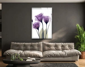Arte de pared de vidrio de tulipanes de rayos X púrpura Albert Koetsier - Imagen 1 de 8
