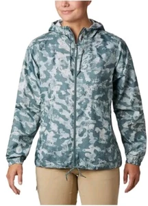 Giacca antipioggia Columbia donna verde camuffamento con cappuccio giacca a vento taglia L - Foto 1 di 5