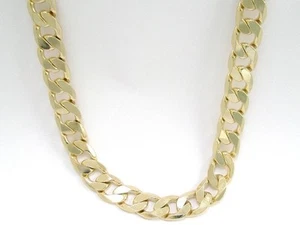 14k gold ep cuban mens necklace 12mm wide 84 grams  - Picture 1 of 1