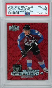 Nathan MacKinnon 2013-14 Fleer Showcase Gems Metal Universe Red /75 PSA 9