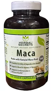 Herbal Secrets - Maca Root - 500 Mg - 250 Organic Capsules - Expires 05/2026 - Picture 1 of 1