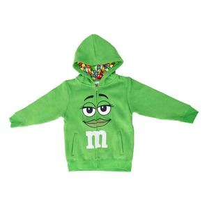 M&M's Zip up Youth Big Face Fleece Hoodie Sweatshirt Green - Picture 1 of 1