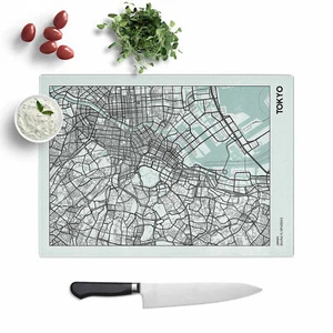 Karte Tokio Japan Schneidebrett Glas Struktur Schneiden Arbeitsplatte Sparer Küche - Bild 1 von 5