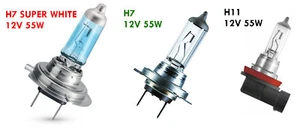 JUEGO DE BOMBILLAS DE FAROS DE COCHE H7 SUPER BLANCO/H11 12V 55W para Toyota/Honda/Passat - Imagen 1 de 4