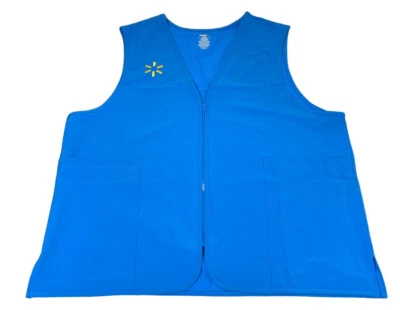 Walmart Employee Vest 2XL Big Blue Zip-Up With Embroidered Spark Logo & Pockets - Image 1 of 3