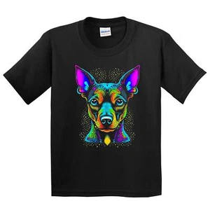 Kids Miniature Pinscher Psychedelic Art T-Shirt - Mini Pinscher Owner Gift - Picture 1 of 4