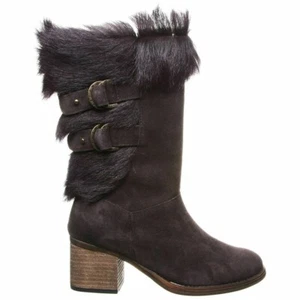 Neu ohne Karton ~ Bearpaw Madeline ~ braunes Wildleder mit Ziegenfell & Schnallenriemen Stiefel ~ Größe 8M - Bild 1 von 5