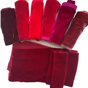 Red Mulberry Silk Velvet Scrap/Remnant/Ribbon 6x44", 8x44" and 10x44" for Craft - Picture 1 of 2