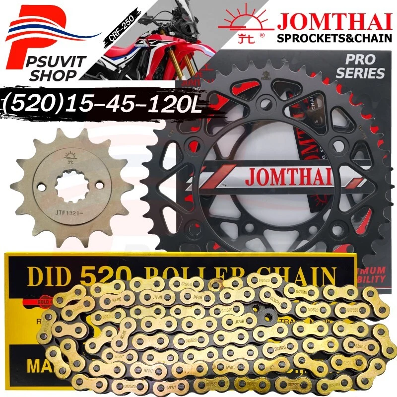 Juego de cadena de piñón para CRF250R,M,L CRF250 Rally (520) 15T+EX45T+520-120L DID (G) Foto 1 de 4