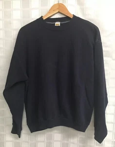 Vtg Russell Athletic Sz L Navy Blue Raglan Crewneck Sweatshirt F - Picture 1 of 3