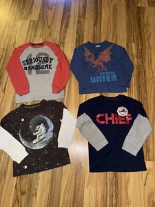 Carter’s Oshkosh Boys Sz 6 Shirt Lot Long Sleeve EUC Spaceman Fireman Dragon - Picture 1 of 9