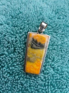 Atemberaubender Hummel Jaspis Anhänger Sterlingsilber. 1 1/4 × 3/4. Großer Reifen. - Bild 1 von 3