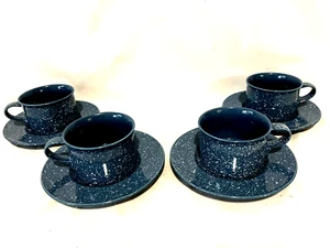 Mikasa Country Blue 8 Piece Set Of 4 Each Cups & Saucers Japan - Picture 1 of 2