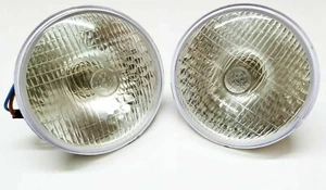 2 Lucas 700 headlight 7" RHD 12v Conversion Lamp H4 Halogen bulb 3 pin Holder - Picture 1 of 6