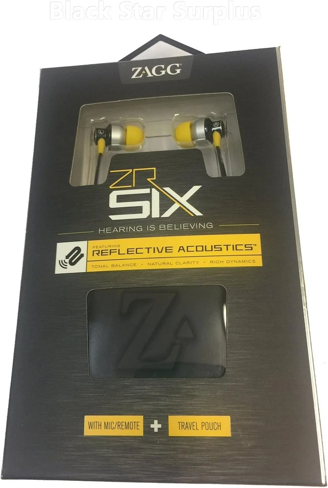 *LOWEST * Zagg ZR Six w/Mic Remote - Yellow/Black 3.5mm