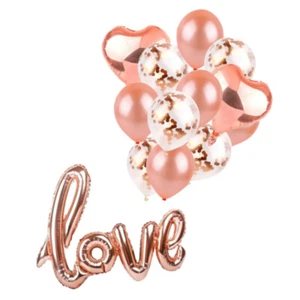 Konfetti Luftballons Love Set 14 tlg. Rosegold Hochzeit Jahrestag Deko Party - Bild 1 von 1