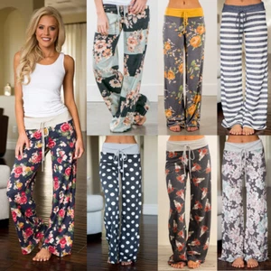 Women Palazzo Wide Leg High Waist Long Loose Casual Pants Yoga Gym Trousers US - Picture 1 of 31
