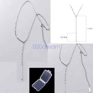 Real 925 Sterling Silver Necklace 2.5mm Lips Chain Long Pendant 14-24" Extend - Picture 1 of 6