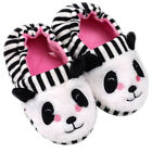 Upper: Striped Short Plush Children's Panda Slippers Kids