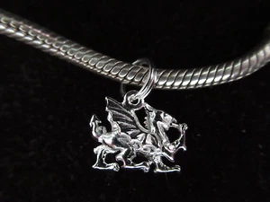 UNBRANDED SHINY 925 STERLING SILVER DANGLE GOTHIC DRAGON EUROPEAN BEAD CHARM - Picture 1 of 2