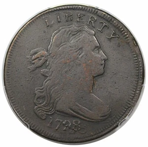 1798 Draped Bust Large Cent, Style 1 Hair, S-145, R3, double struck, PCGS VF20 - Picture 1 of 3