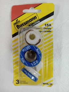 BP/SL-15 15 Amp Time Delay Rejection Base Plug Fuse 125V UL Listed Carded 3-Pack - Picture 1 of 5