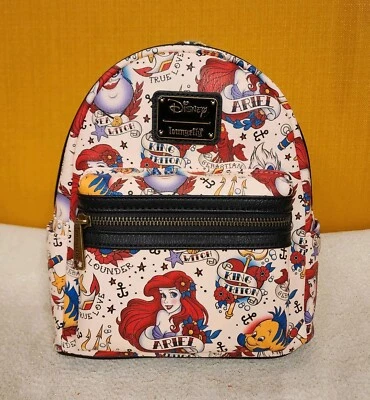 Loungefly Disney Princess Ariel Tattoo  AOP Print Little Mermaid Mini Backpack - Image 1 of 4