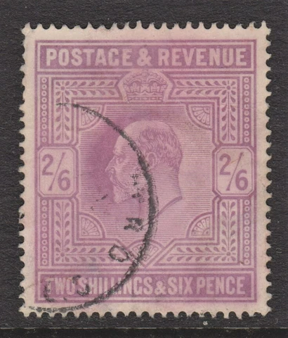 GB sound used KEVII 1902 De La Rue two shillings and sixpence lilac high value Cover