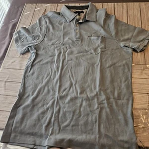 Tahari Shirt Mens Large Blue Short Sleeve Collared Polo Cotton - Picture 1 of 10