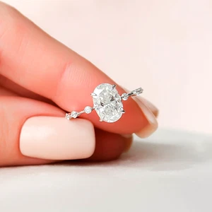 Semi Mount Setting 14k White Gold 0.30 Ct Diamond Oval Cut Women Engagement Ring - Picture 1 of 9
