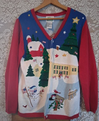 Quaker Factory Women's Vintage Christmas Holiday Cardigan Sweater Size M - Image 1 of 4