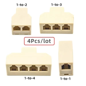 4 Pack Telephone Splitter,RJ11 6P2C/6P4C Adapter Support Lossless Transmission - Picture 1 of 7