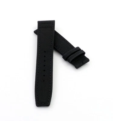 GEO-STRAPS Correa de reloj de cuero de nailon de lona modelo Ingelheim-OS negra 20 mm, compatible con IWC