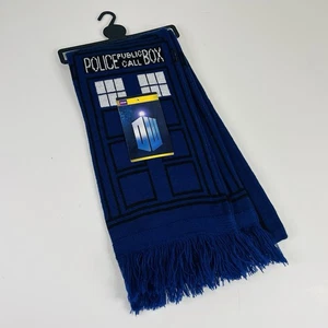 NWT BBC Doctor Who Knit Tardis Scarf Police Call Box Official Acrylic Blue White - Picture 1 of 3