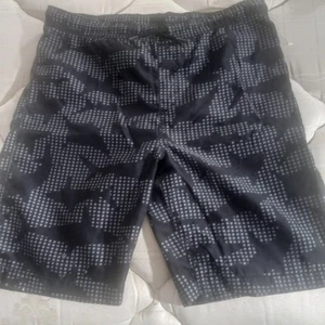 Lands' End Boys Swim Trunks Black Polka Dot Dolphin Pocket  Drawstring Shark  - Picture 1 of 5