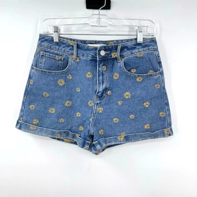 Pantalones Cortos PACSUN Mamá Talla 28 M Floral Denim Margarita Girasol Boho Cottagecore Foto 1 de 4