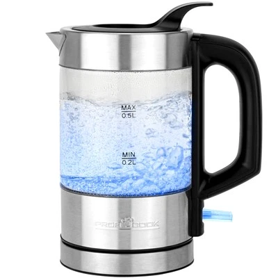 ProfiCook Wasserkocher PC-WKS 1228|Füllmenge 0,5 Liter|LED|Ein-Hand-Bedienung
