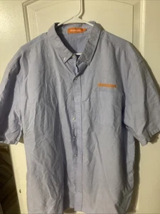 Whataburger Employee Uniform Shirt Men Large Short Sleeve Blue Embroidered Logo - Picture 1 of 7