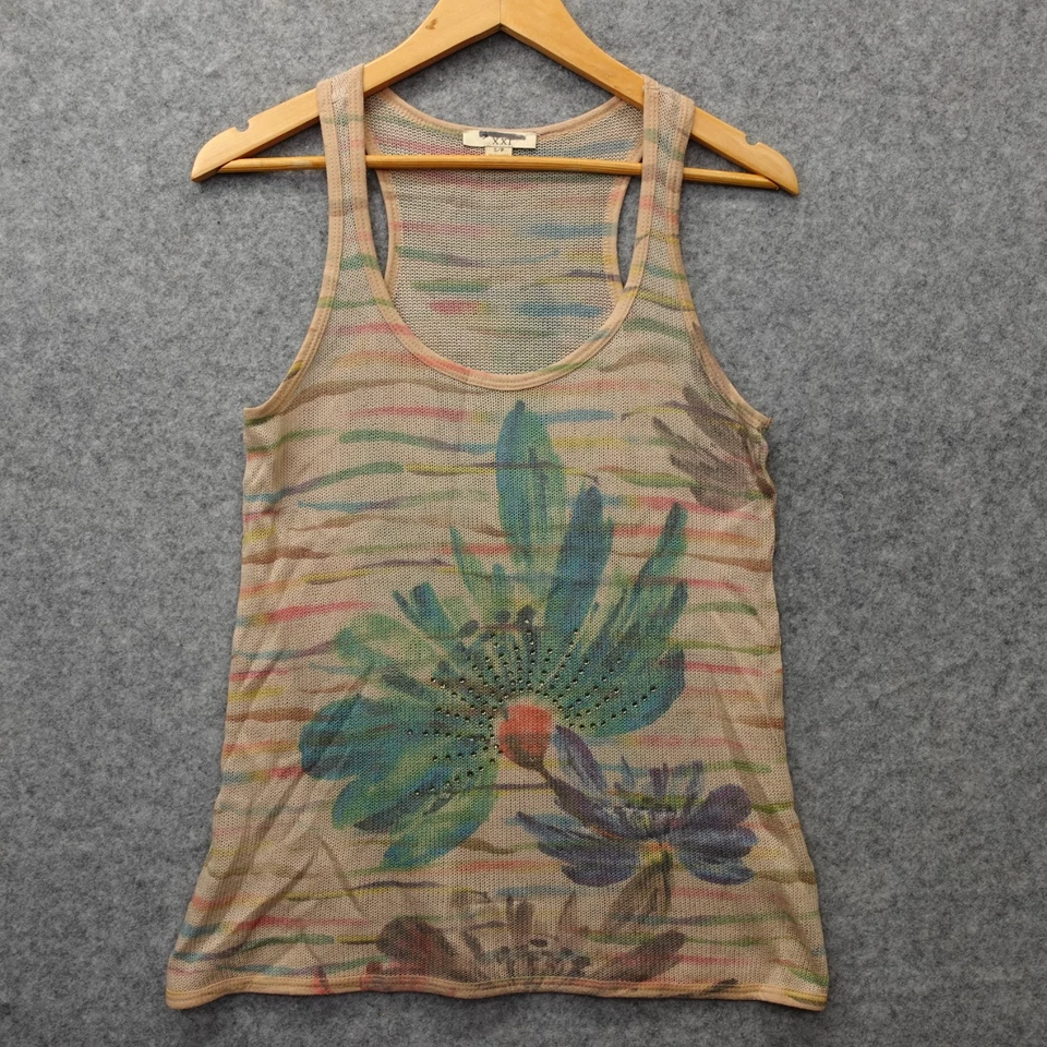 Camiseta sin mangas tejida vintage Y2K para mujer S floral con tachuelas Boho Fairy Grunge FOREVER 21 Foto 1 de 4