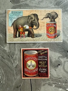 2 BAKING POWDER  1800s  VICTORIAN TRADE CARDS  STERLING FOREST CITY EXC - Picture 1 of 6