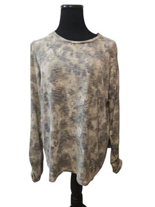 logo by lori goldstein XL Top Blouse Long Sleeve Gray Cream - Picture 1 of 12