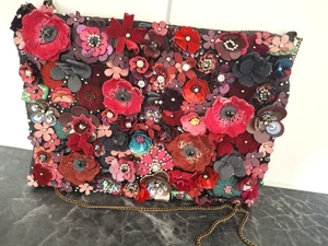 Blumentasche  Tasche Blüten  25 cm x 18 cm crossover bordeaux - Bild 1 von 5