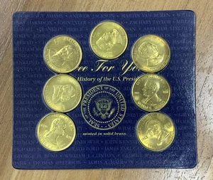 Free For You 1997 History of U.S. Presidents 7 Coin Collectible Solid Brass Set - Picture 1 of 2