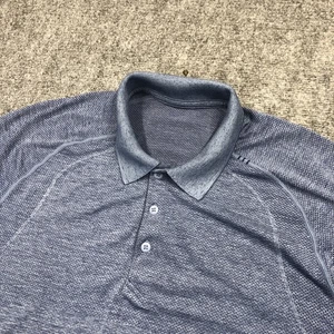 Lululemon Metal Vent Tech Shirt Men L Blue Short Sleeve Golf Polo Mesh Panel - Picture 1 of 13